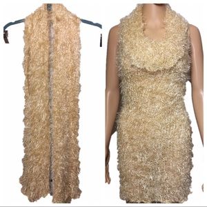 Fluffy Knit Scarf Convertible To Sleeveless Dress